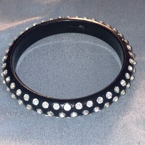 Black Bangle with Silver Accents